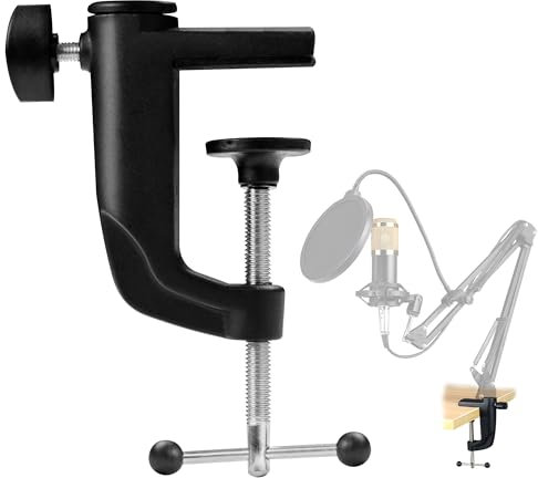 C-Clamp Base Stand Mounting Accessory - Pince C Robuste Table Métal Collier Fixation Support Pour Microphones Avec Vis Réglable Bras Suspension Ciseaux Montage écran Lcd, 1pcs