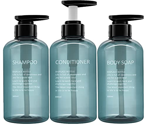 3er Pack nachfüllbarer Shampoo- und Conditioner-Spender, leerer Seifenspender aus Kunststoff für die Dusche, wiederverwendbares Shampoo- und Body-Wash-Flaschenpumpen-Set für Badezimmer oder Hotel