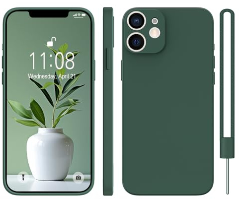 KPPIT Silicone Case Compatible with iPhone 12 6.1 inch protective case, Ultra Slim Soft Gel Anti-Scratch,Microfiber Lining,Rubber Shockproof Case Cover for iPhone 12 Night Green