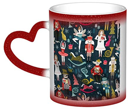 ASEELO Tasses à café en céramique avec changement de couleur pour femme Motif casse-noisette