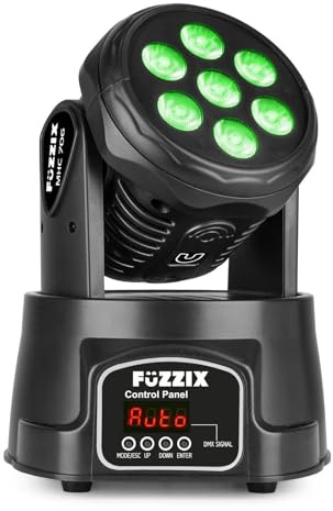 Fuzzix MHC706 - Moving Head Wash 7x6W RGBW LEDs, Discolicht Partylicht, beweglicher Lichteffekt, Auto-, Soundmodus, Master-Slave DMX Movinghead, LED DJ Lichteffekt Washer