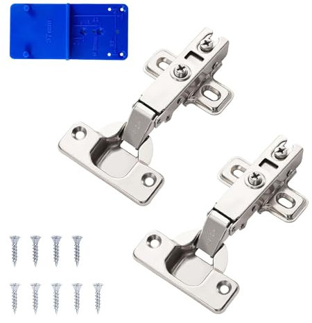 2 Stück Schrankscharniere, 110 Grad Topfscharnier, mit Soft Close Automatikscharnier Integrierter Dämpfung Scharniere, Topf-Bohrabstand 35mm, für Küchenschrank, Schranktür, Kleiderschrank