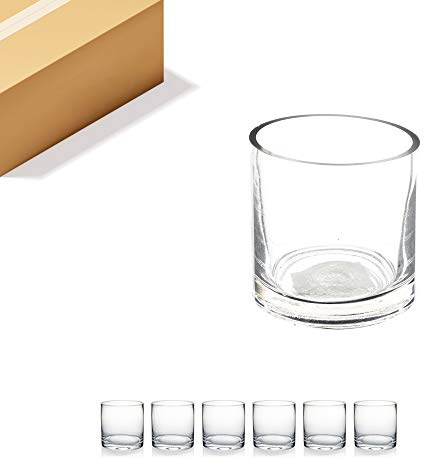 WGV Tea Light Votive Candle Holder 3x3, Clear Tiny Cylinder Glass Vase, Small Planter Terrarium for Home Accent Decor, 6 Pieces
