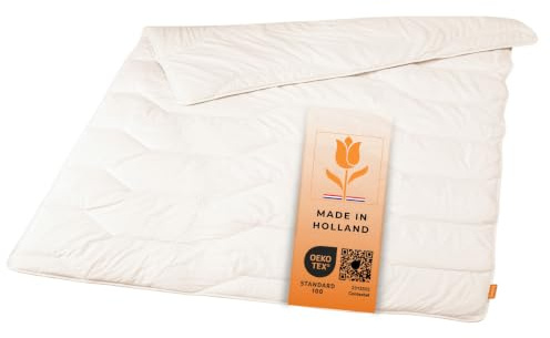 sleepling Schurwolle Ganzjahresdecke 155x220 cm, Medium Bettdecke | 100% Baumwolle, Decke 155 x 220 cm, Ganzjahresbettdecke, Schlafdecke, Tesselaar Schaf, Made in Holland, OEKO-TEX