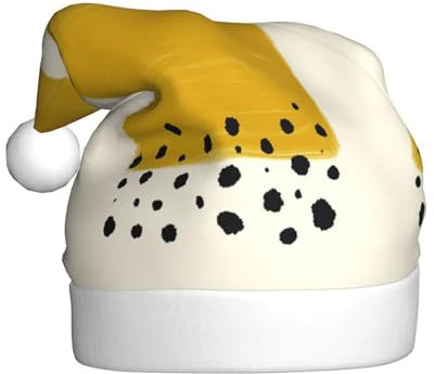Senf Gelb Und Schwarz Weihnachtsmützen Erwachsene, Weihnachtsmann Hut Drucken Plüsch Komfort Xmas Hut Für Weihnachten Neujahr Liefert