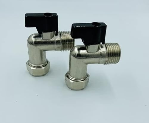 UKDD® 15mm x 3/8 Isolation Valve Ball o fix Valves 90 Bend Full Bore Black Lever for Flexible Hose Suitable HOT & Cold WRAS Approved Pack of 2