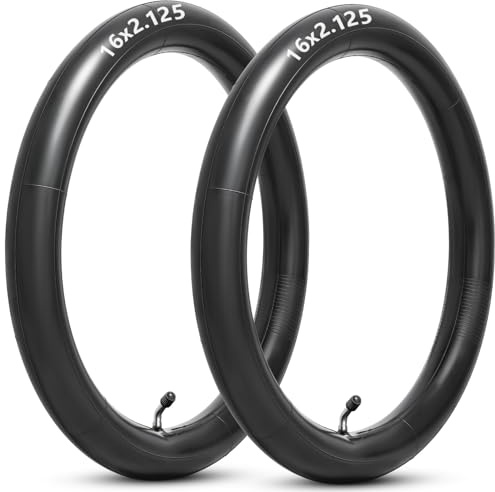 16x1.75/2.125 Ersatz Butylkautschuk Schlauch, 16 Zoll Fahrradschlauch mit abgewinkeltem Ventilschaft kompatibel mit den meisten 16x1.75 16x1.95 16X2.10 16x2.125 E-Bike und die meisten Kinderfahrrad