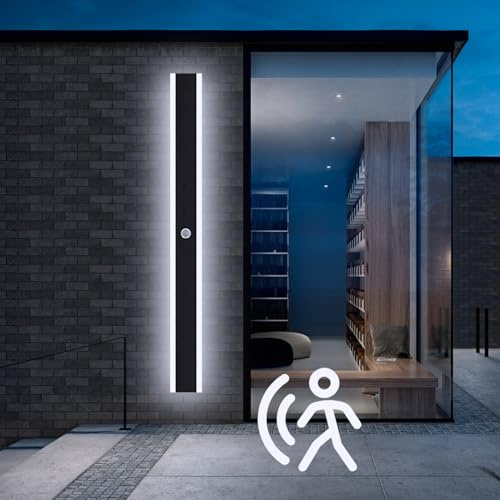 150CM Außenlampe mit Bewegungsmelder Lange Wandleuchte Aussen Kaltweiß | 48W LED Wandlampe mit Bewegungsensor Anthrazit Wasserdicht Aussenleuchte für Haus Eingang Garten, 6000K