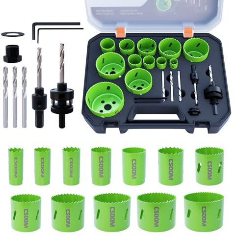 CSOOM Kit de scies cloches bimétalliques de qualité supérieure - 12 tailles (19 à 68 mm) - Profondeur de Coupe: 40 mm - Convient pour différents matériaux et applications