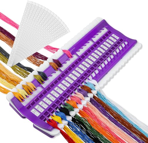 50 Positions Floss Organizer for Embroidery Floss Storage, Plastic Foam Sewing Thread Organizer Embroidery Thread Holder with 15 Pcs Replaceable Paper Card Sewing Needle
