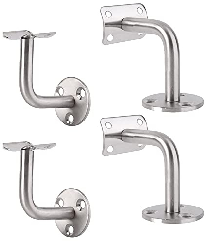 4 PCS Polished Chrome Handrail Brackets, Wall Mounted Brackets Support, Heavy Duty Stair Rail Brackets, Stainless Steel Handrail Brackets, for Stair Brackets Handrail.