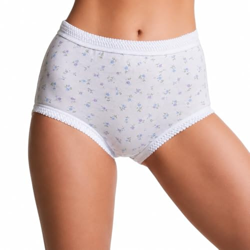 ShopMCR Pack of 3 Woman's Full Mama Briefs High Waisted Ladies Cotton Knickers Maxi Full Brief Underwear Women Every Day Mama Comfort Fit Stretchy Girls Panties (Floral, XOS)