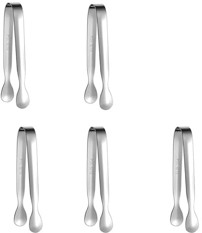 5pcs Ice Tongs,Sugar Cubes Tongs 11cm,Stainless Steel Ice Tongs, Small Serving Tongs for Tea,Coffee,Cafe,Kitchen,Afternoon Tea Sliver