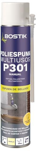 BOSTIK P301 POLIESPUMA MULTIUSOS Beige con Cánula, Espuma de Poliuretano Multimaterial, Rendimiento Térmico, Resistencia a Tracción, Compresión y Cizallamiento, Resiste al Envejecimiento, Bote 750 ml