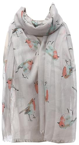 GFM® Damen-Schal mit Rotkehlchen-Motiv und Weihnachtsdesign (PSCF-RN-03), 42