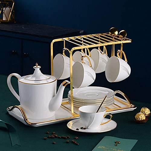 QUSYZD Ensemble de Tasses et soucoupes en Porcelaine Anglaise, Petit Ensemble de Tasses et soucoupes à café en Porcelaine Anglaise, Tasse à thé en céramique à Fleurs, Service à,