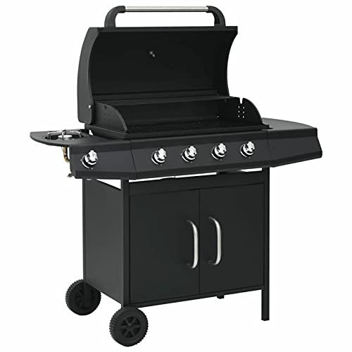 LAPOOH Barbacoa Grill de Gas 4+1 quemadores, Barbacoas De Carbon Y Leña, Barbacoa Portatil, Barbacoas Terrazas Pisos, Parrilla Barbacoa, Barbacoas Exterior, Negro