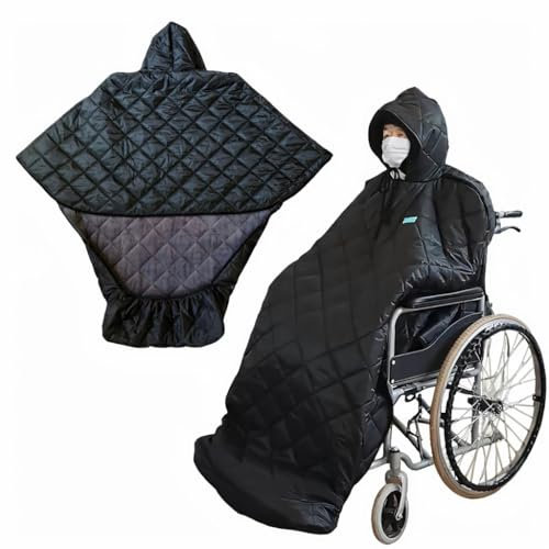 Rollstuhldecke mit Kapuze, Warmen Rollstuhl Poncho Winter Fleece Gefütterter, Rollstuhl Decke Beine Fußsack Warme Abdeckung für den Ganzen Körper Winddicht Thermodecke für Rollstuhlfahrer