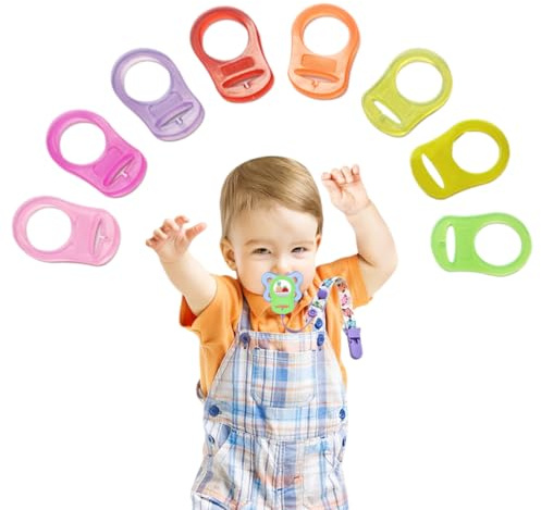 Adapter für Schnuller Kette, 8 Stück Transparent Silikonknopfring Silikonring für Schnuller,Baby Schnuller Halter Clip Adapter Schnullerhalter für Baby Schnullerketten, Silikonring für Schnuller