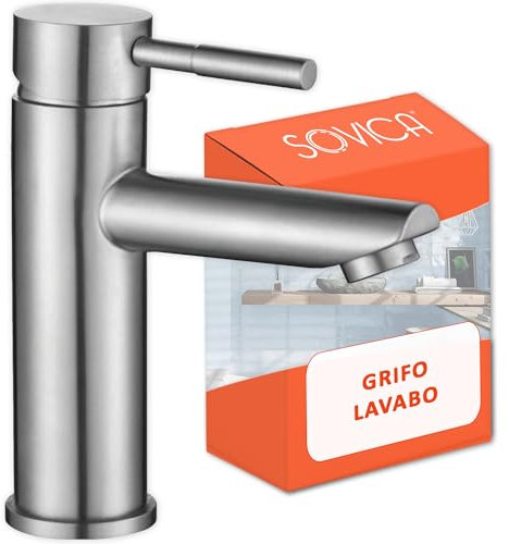 Grifo lavabo acero inoxidable monomando agua fria y caliente con 2 mangueras incluidas grifo baño grifos para lavabos de baño grifo de lavabo grifo monomando lavabo
