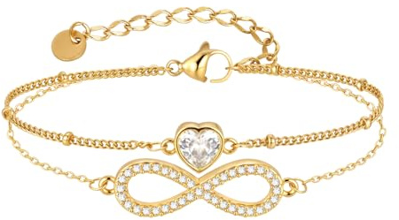 VNOX armband dam oändlighetstecken silver hjärta: kvinnor tennisarmband justerbar för 14–20 cm handled damer zirkonia armband smycken gåva för flickor mamma vän dotter, Große, Rostfritt stål