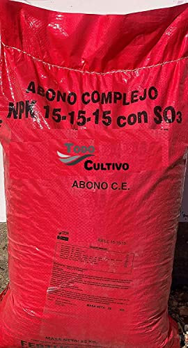 FERTILIZANTE Complejo Triple 15-15-15 con SO3 25 Kg. Abono versatil Que Lleva un Gran Equilibrio Entre nitrógeno, fósforo y potasio. Válido para Toda Clase de Cultivos.