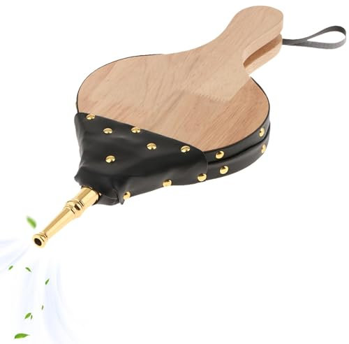 Blower de madera manual grande - Facil para la chimenea | Herramienta de encendido para la estufa de barbacoa | Mango robusto de madera y, fuelle de barbacoa, interior y fogata al aire libre