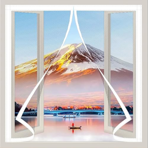 Mosquitera Ventana Magnetica 112 x 92 cm Adiós a Los Mosquitos Cierre Automático Mosquiteras para Ventanas sin Taladrar para Ventanas y Puertas, Blanco