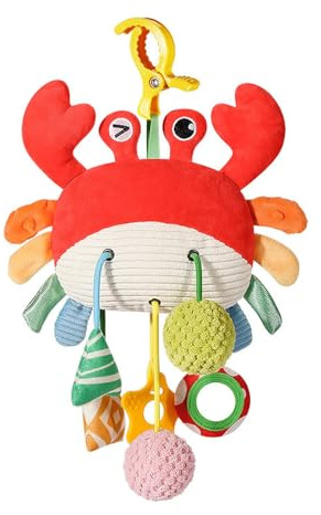 GZYFUVALW Car Seat & Stroller Toys for Babies 0-12 Months, Crab Infant Stroller Hanging Toys for Boys Girls