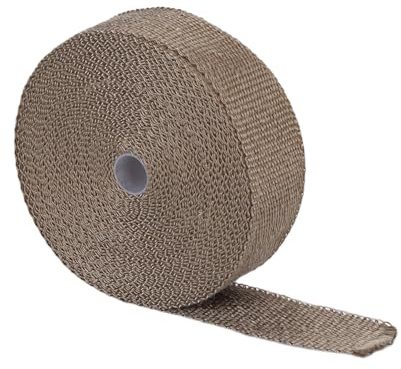 Wambere Hitzeschutzband Fiberglas Auspuffband Hitzeschutz Auspuff Band mit 4 Edelstahl Kabelbinder Feuerfestes Wärmedämmgewebe für Fächerkrümmer Auto Motorrad Thermoband Krümmerband,Titan,15M