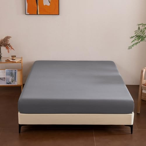 Sonive Spannbettlaken 140x200cm Spannbetttuch, Matratzenhöhe bis 30cm | Stretch Öko-Tex Zertifiziert Bettlaken Weich und atmungsaktiv Maschinenwaschbar Grau
