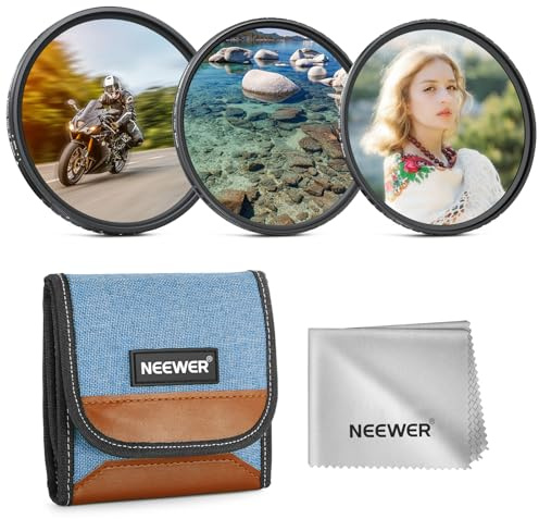 NEEWER 82mm Filtre Variable ND (2-32)+CPL+Diffuseur noir 1/4 pour Effet Cinématographique Brumeux (3PCS), Filtre pour Objectif Accessoire de Photographie avec Revêtement AR/AF,étui & Chiffon Nettoyage