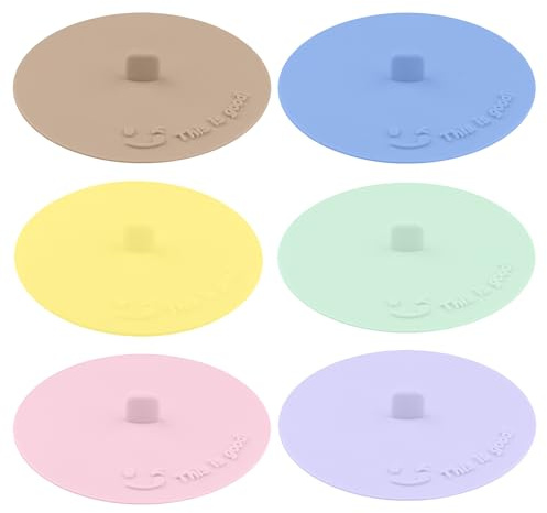 6 tapas de taza de bebidas de colores, tapa de taza de silicona, tapas herméticas selladas a prueba de polvo con asas, tazas universales para tazas de té y café