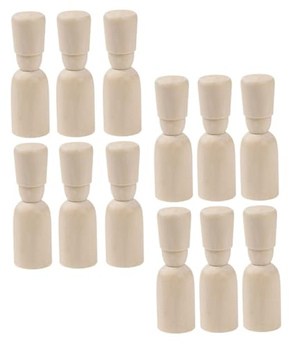 MUELODSIC 12Pcs Wooden Peg Dolls 3.35In Unpainted DIY Craft Figures for Kids Educational Painting Toys Handmade Art Project