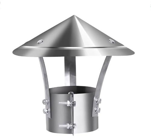 Ducting Ventilation Chimney Pot, Stove Pipe Topper for 90-240mm Ducting Pipe, Outdoor Air Vent Cowl Cap, Roof Rain Cowl, 201/304 Stainless Steel Protector Cap(150mm/6in(304))