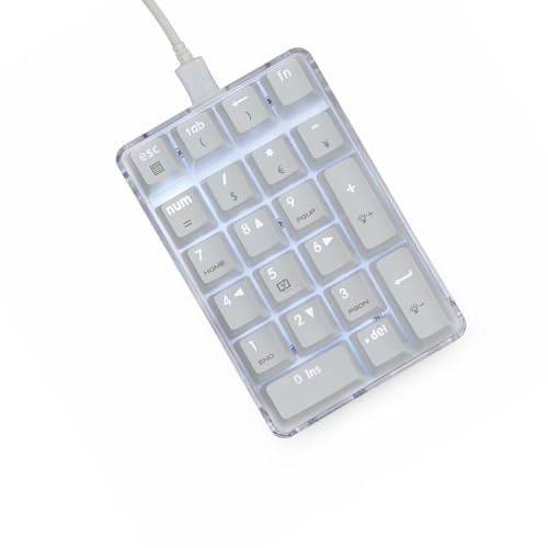 ZEPFJHE Tastierino numerico meccanico 21Key Miniture con interruttori blu e retroilluminazione bianca per migliorare la tastiera numerica meccanica di gioco