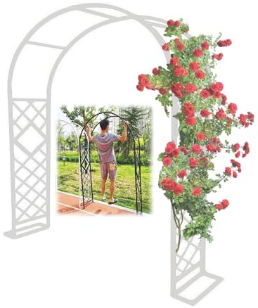 Kit pergolato in metallo espandibile – 300-340 cm arco da giardino per piante e rose da esterno fai da te matrimonio arco facile da montare graticcio (bianco)