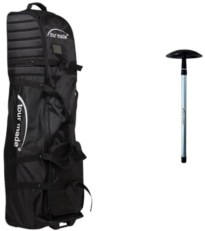 tour made Golf Travelcover 'ClubSafe' I inkl. Spine für max. Stabilität | außen & innen stark gepolstert I leichte Flugzeug Golfreisetasche mit Skateboardrollen I viel Stauraum & extra Schuhfach