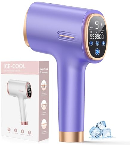 21J Laser Hair Removal Device, Painless Ice-Cooling IPL Removal Salon Quality Result at Home, 9 Levels Lazer Hair Removal for Women and Men Facial Bikini Upper Lips All Body Leg, Purple