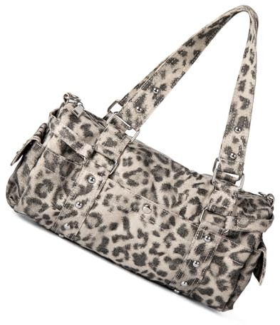Borsa a tracolla in nylon con motivo leopardo, borsa a tracolla leggera adatta per varie occasioni in stile coreano giapponese, Albicocca, One Size