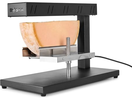 Boska Raclette Demi – Appareil à raclette électrique pour demi-meules – Système professionnel avec mécanisme rotatif, câble de 2 m, compatible lave-vaisselle – Noir