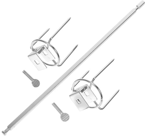SUPVOX Tenedor Giratorio de Acero Inoxidable para Pollo Asado, 28 Cm, Soporte para Barbacoa y Horno Eléctrico, Herramienta Resistente para Asar Aves y Suministros de Cocina