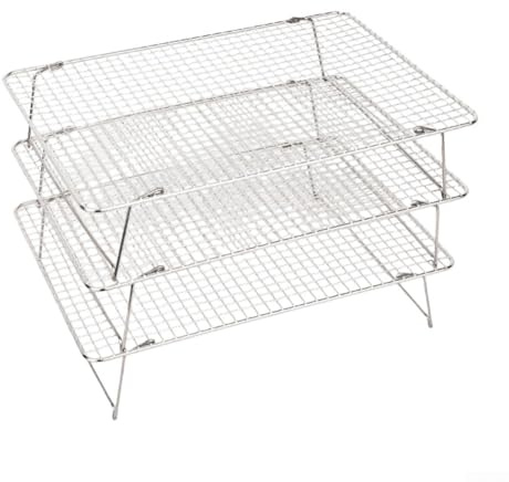 UrbanHui 304 Stainless Steel Baking Rack Set, Stackable 3-Tier Cooling Rack 16.5x12x3.5 Inch, For Cooking Grilling And Baking Cakes Cookies Bread(Three-layer)
