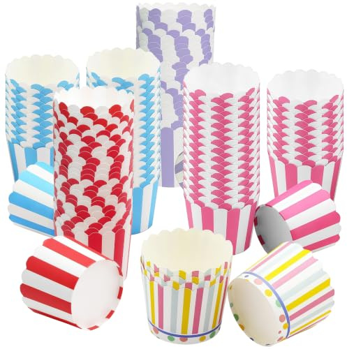 VIVIIHOO Moldes de Papel para Cupcakes y Muffins, 100 Unidades, Colores Vibrantes, Mini Muffins Papel, Hornear, Fiesta, Postres, Repostería