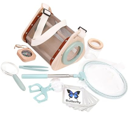 BOYANDM Youngsters Tierbeobachtungs-Set mit Sichtbehälter, vergrößerter Linse und tragbarem Lebensraumgehäuse für draußen, Naturstudium, Fliegenlupe für Kinder