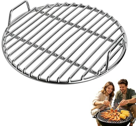 Stainless Steel Round Grill Grate with Removable Handles for Fire Pits Barbecues, 304 Steel Construction, Diameter 28/30/33/35/38/40/43/45 cm Even Heat Distribution, Easy to Clean (43cm)