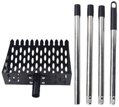 Hühnerschaufel für Kot – 2-in-1-Mistsieb mit verstellbarem langem Griff, ergonomisches Sieb ohne Belastung, Schaufel mit Substratschaufel aus Metall, stabiler Stall-Schmutzfilter für mehrere