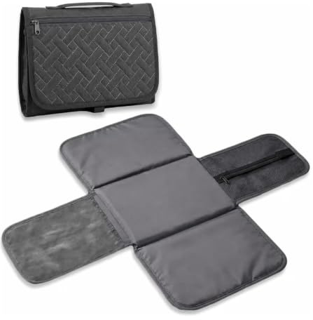 Matelas à langer portable de voyage pour bébé, poches organiseur, matelas à langer de voyage, avec poches porte-couches et lingettes, imperméable et facile à nettoyer, compact pour poussette