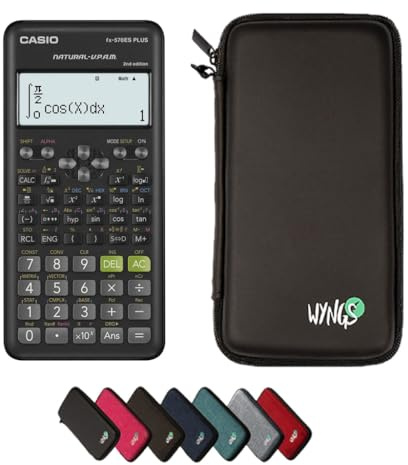 Casio fx-570ES Plus 2nd edition con Custodia Protettiva WYNGS inclusa Nero - Calcolatrice Scientifica - Pacchetto Base