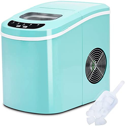 COSTWAY Máquina para Hacer Hielo Máquina de Cubitos de Hielo con Cuchara (2 Tamaños de Cubitos de Hielo, 12 kg en 24 Horas) (Verde claro)